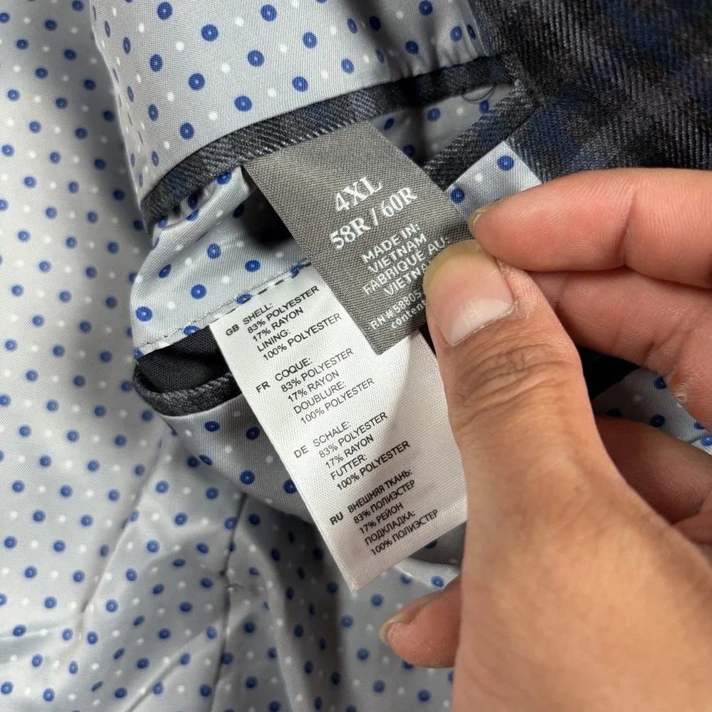 Oak Hill Blazer 4XL Men Gray Glen Plaid Check Basket Weave Sport Coat Jacket NWT